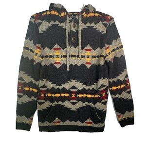 American Eagle Sweater Hoodie Southwest Aztec Knit Cotton Henley Men’s XS